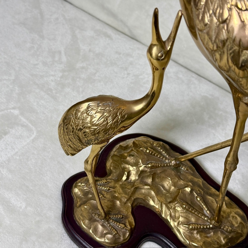 Brass Crane Heron Statue Gold Bird Sculpture MCM Hollywood Regency Vintage 17" - Picture 8 of 16